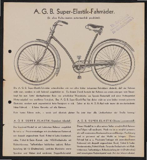 A.G.B. Super-Elastic-Fahrräder Werbeblätter 1934