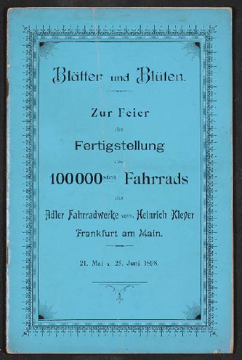 Adler, Festschrift 100 000. Fahrrad 1898