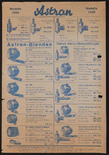 Astron Modelle 1938 Werbeblatt 1938