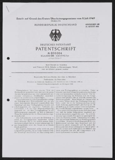 BMW Pressrahmen für Fahrräder Patentschrift 1948