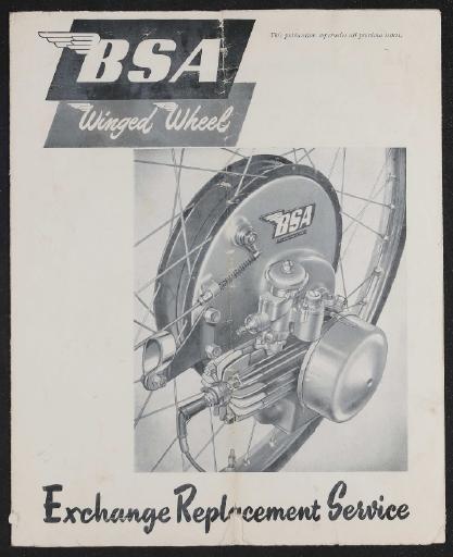 BSA Winged Wheel Exchange Replacement Service Faltblatt 1954