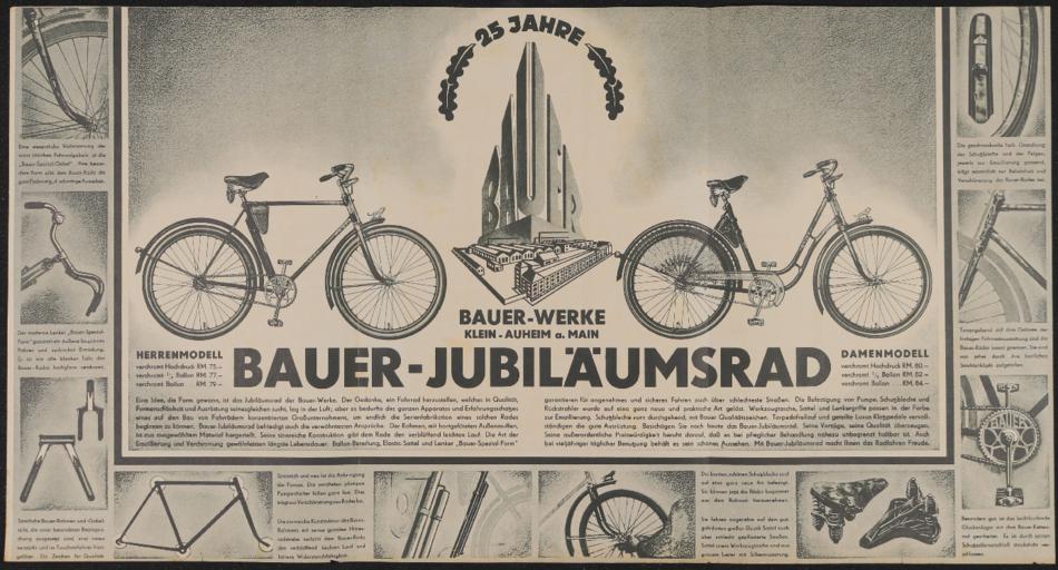 Bauer Jubiläumsrad Faltblatt 1936 1937 1930er Jahre