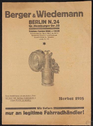 Berger und Wiedemann Berlin Katalog 1925