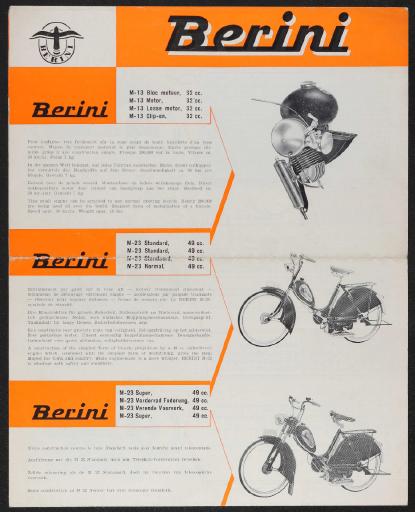 Berini M-13 Fahrradhilfsmotor Faltblatt 50er Jahre