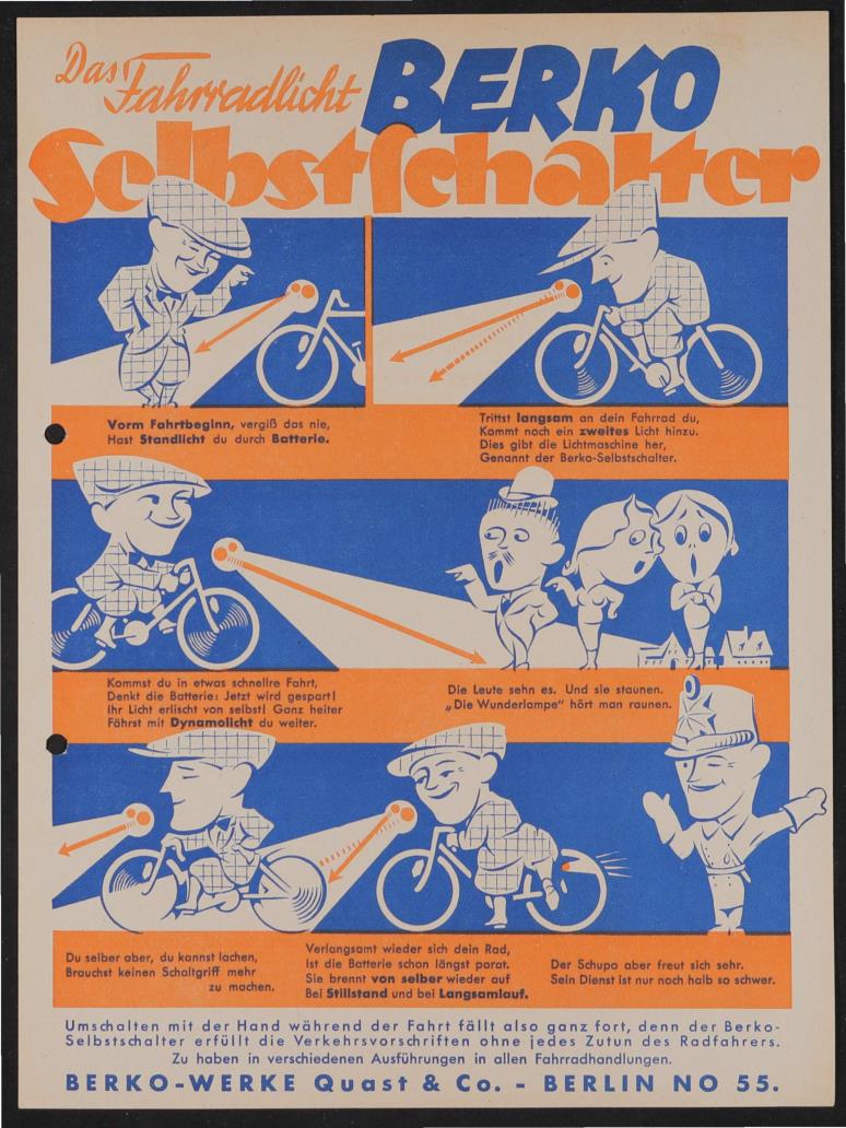 Berko Fahrradlicht Selbstschalter Werbeblatt 1937