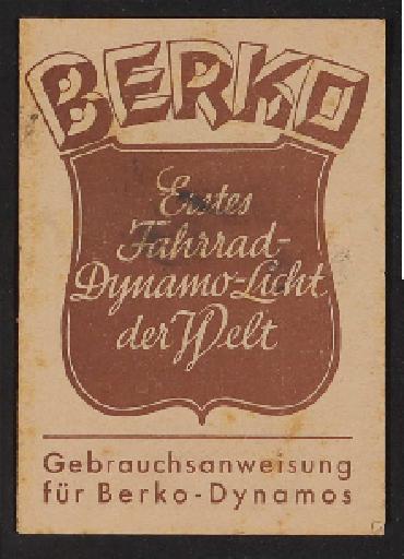 Berko Gebrauchsanweisung für Berko-Dynamos Infoheft  1937