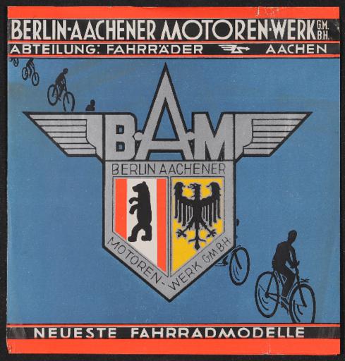 Berlin-Aachener Motoren-Werke Neueste Fahrradmodelle Faltblatt 1930er Jahre