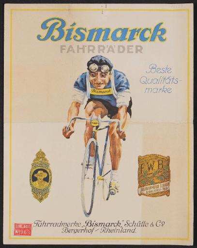 Bismarck Fahrräder, Faltblatt 1930er Jahre