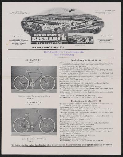 Bismarck Fahrradwerke Faltblatt ca. 1920er Jahre