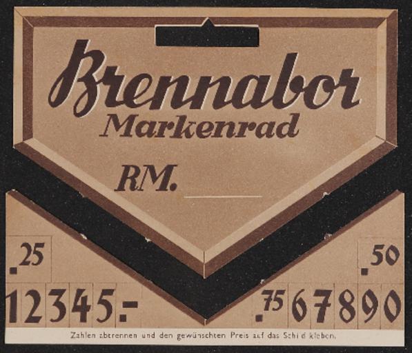 Brennabor Kinderdreiräder Preisschild 1930er jahre