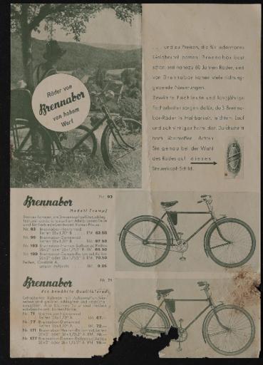 Brennabor Räder von hohem Wert Prospektblatt 1937