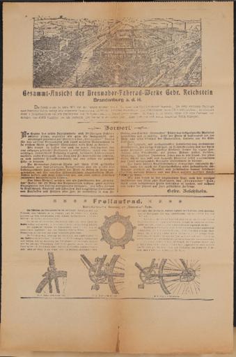 Brennabor-Räder Werbeblatt 1900