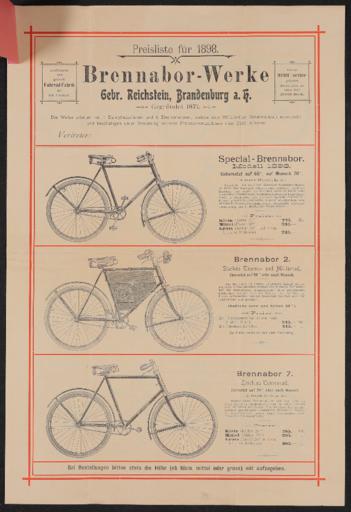 Brennabor-Werke Preisliste 1898