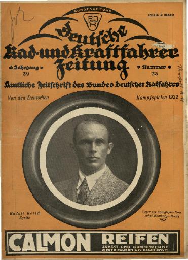 1922 Deutsche Rad- und Kraftfahrer Zeitung Jg. 39 Nr. 23