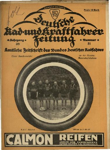1922 Deutsche Rad- und Kraftfahrer Zeitung Jg. 39 Nr. 31