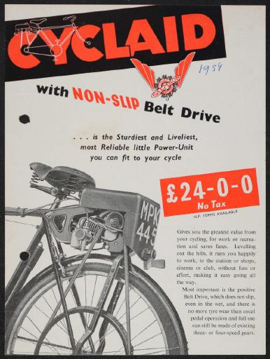 CYCLAID Fahrrad-Hilfsmotor Werbeblatt 1954