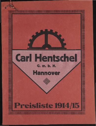 Carl Hentschel Fahrrad-Zubehörteile Preisliste 1914