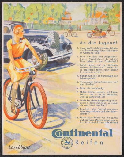 Continental Reifen Werbeblatt 30er Jahre