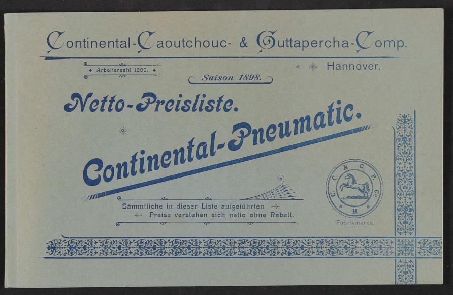 Continental-Pneumatic, Netto-Preisliste, 1898