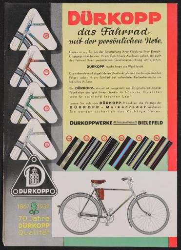 Dürkopp Fahrräder Werbeblatt 1937
