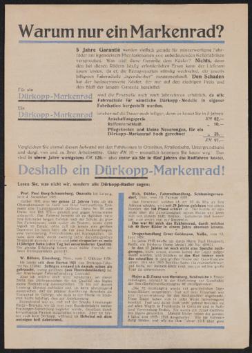 Dürkopp Werbeblatt 1932