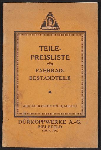 Dürkopp, Teile-Preisliste 1922