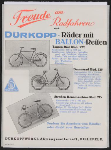 Dürkopp-Räder mit Ballon-Reifen Werbeblatt 1930
