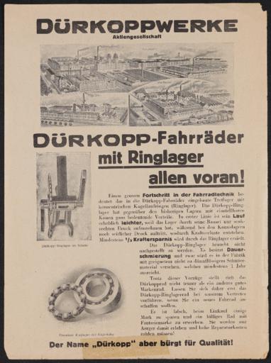Dürkoppwerke Ringlager Werbeblatt 1920er Jahre
