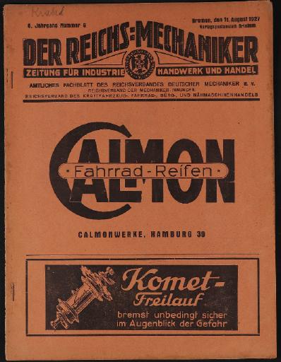 Der Reichsmechaniker Zeitung 11. August 1927