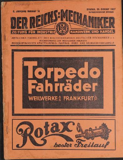 Der Reichsmechaniker Zeitung 20. Oktober 1927