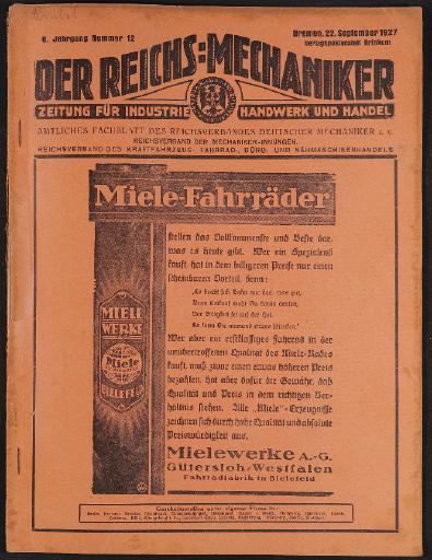 Der Reichsmechaniker Zeitung 22. September 1927