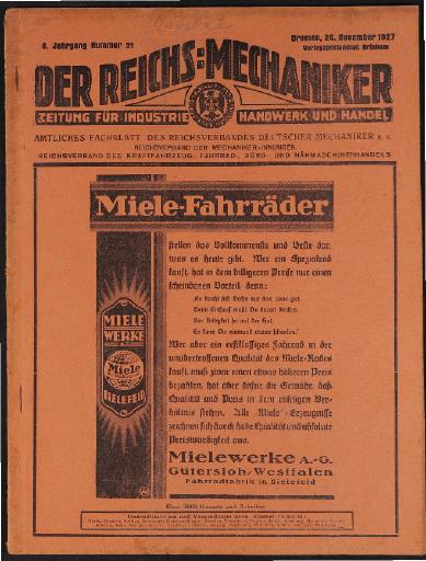 Der Reichsmechaniker Zeitung 24. November 1927