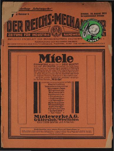 Der Reichsmechaniker Zeitung 29. August 1929
