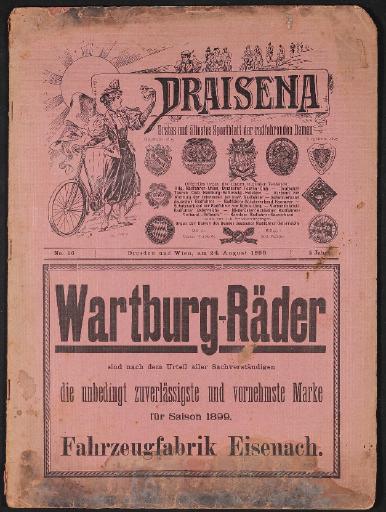 Draisena, erstes u. ältestes Sportblatt der radfahrenden Damen Nr. 16, Aug. 1899