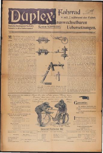 Duplex-Fahrrad Werbeblatt 1898