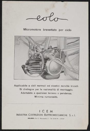 eolo Micromotore brevettato per ciclo Werbeblatt