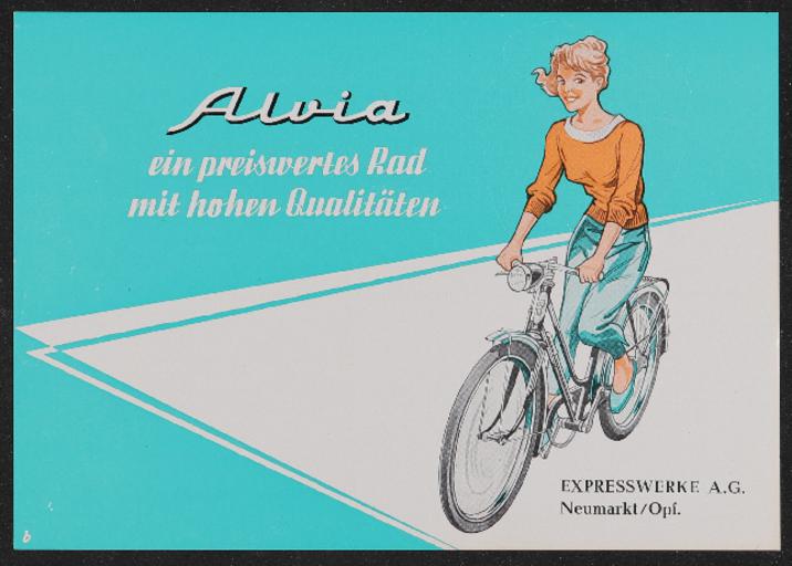 Express Fahrrad Alvia Werbeblatt 1950er Jahre