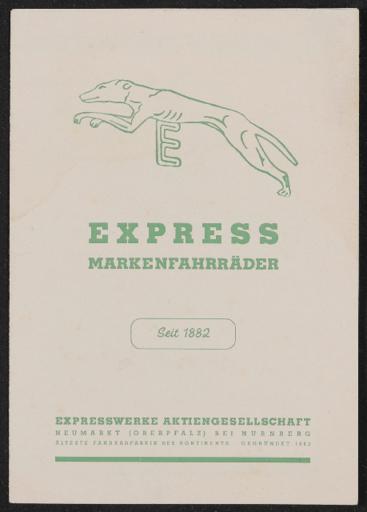 Express Markenfahrräder Faltblatt 1950er Jahre