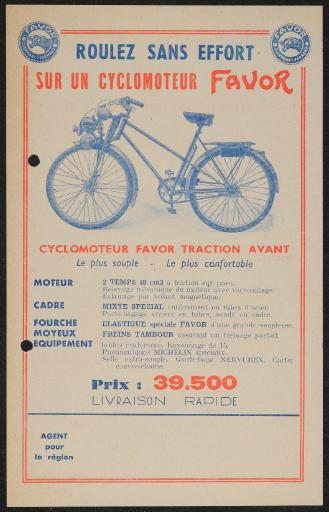 Favor Cyclomoteur Traction Avant Werbeblatt 1949