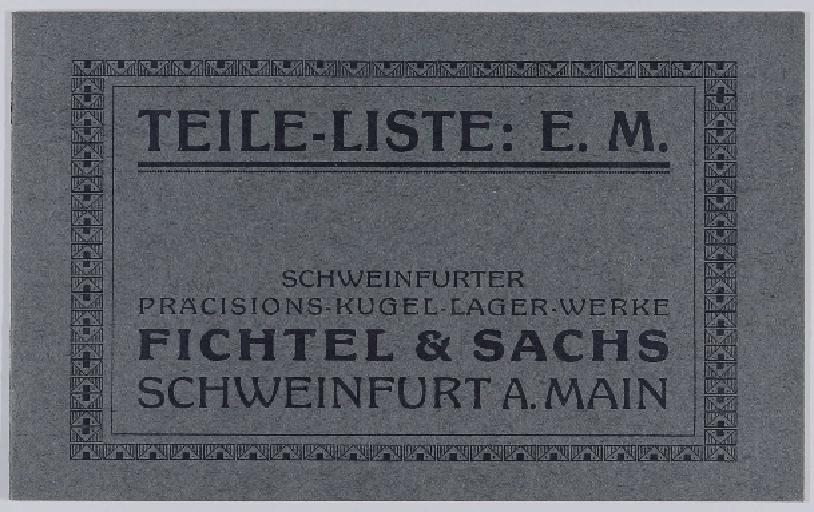 Fichtel u. Sachs Teile-Liste für Endee- u. Morrow-Naben 1912