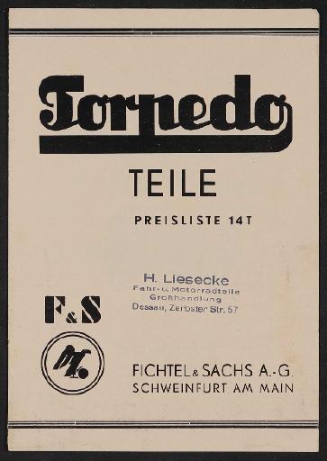Fichtel u. Sachs Torpedo Teile-Preisliste 1932