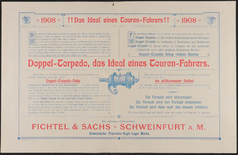 Torpedo Doppel-Torpedo Werbeblatt 1908