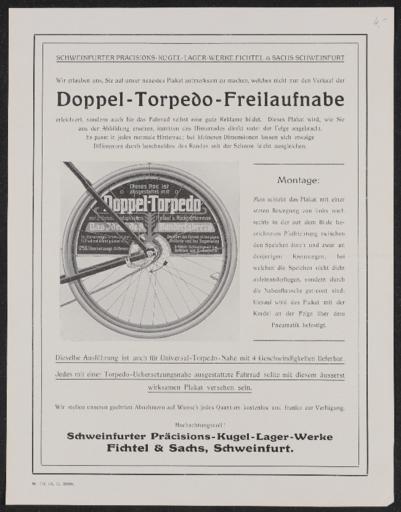 Torpedo Doppel-Torpedo-Freilaufnabe Hinweis für Händler auf Plakat 1913