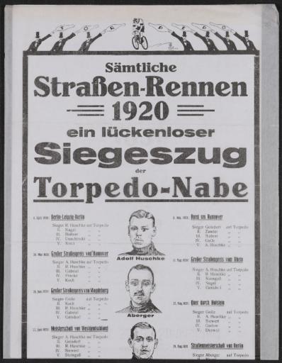 Torpedo Nabe Werbeblatt Straßenrennen  1920