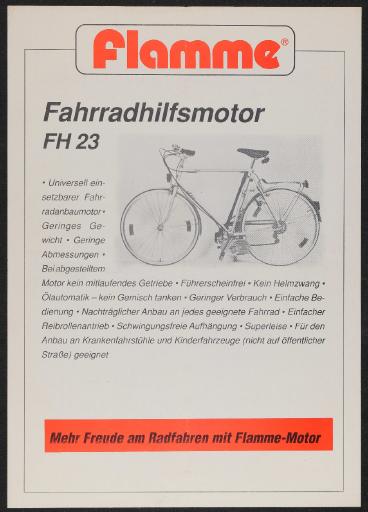 flamme Fahrradhilfsmotor FH23 Werbeblatt