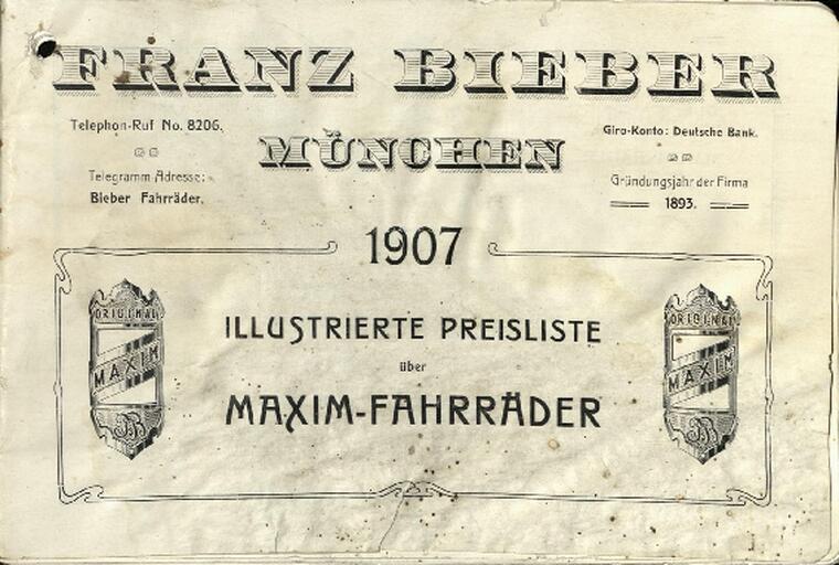 Franz Bieber München Preisliste 1907
