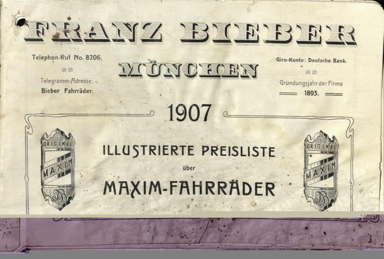 Franz Bieber München Preisliste 1907