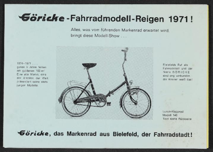 Göricke Fahrradmodelle Faltblatt 1971