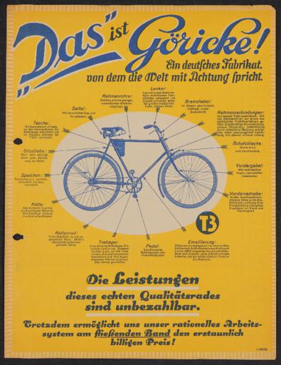 Göricke Leistungen Werbeblatt 1920er Jahre