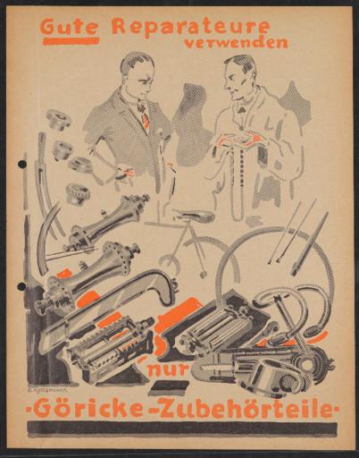 Göricke Reparatur-Zubehörteile Werbeblatt 1920er Jahre